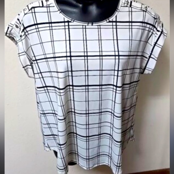 AUW Plaid Stripe Blouse With Button Detail -3X plus size - Picture 1 of 7